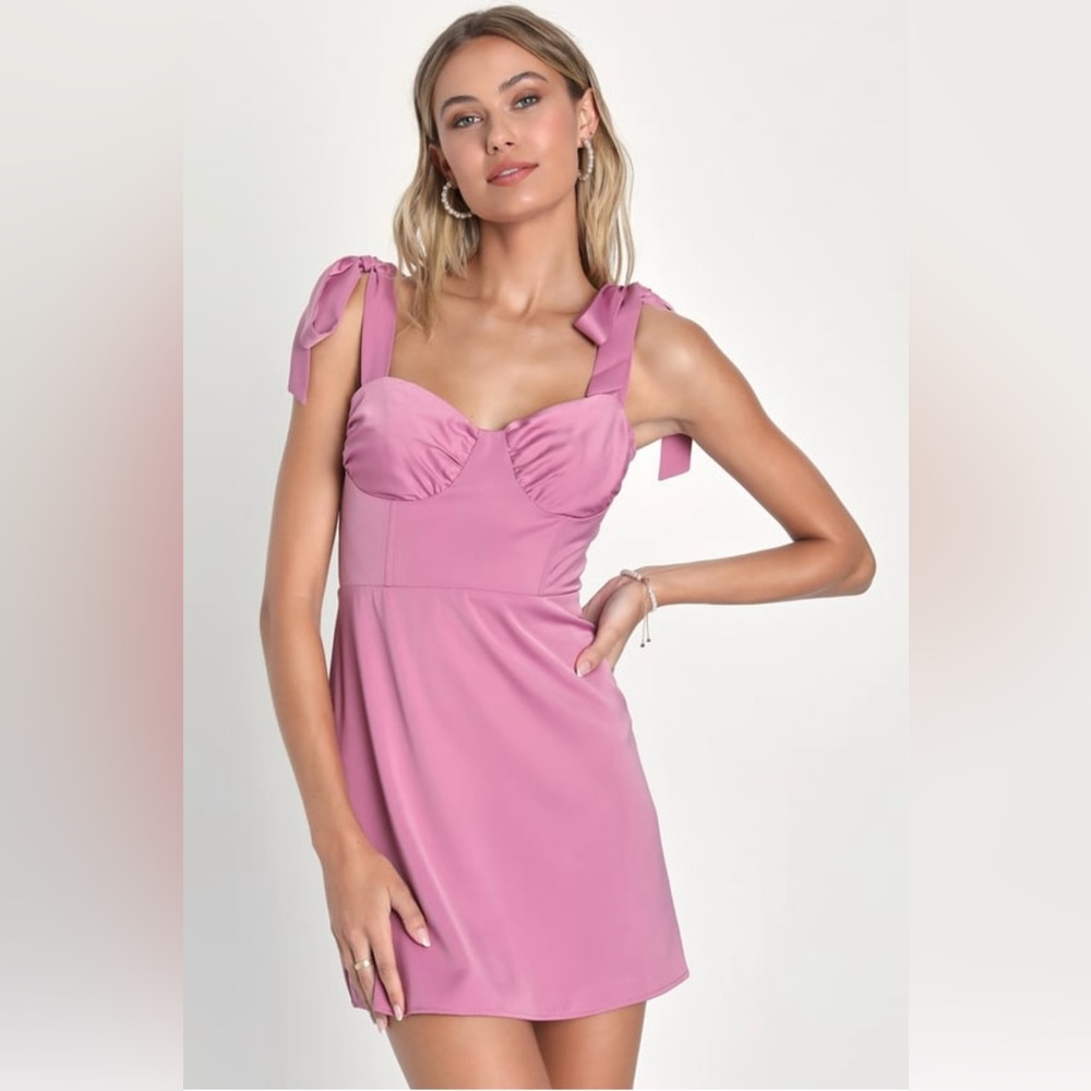 Lulus Satin Bustier Tie-Strap Mini Dress